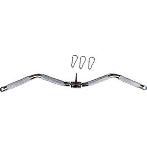 Lat Cable Machine Attachment Curl Pulldown Barbell Revolving Bar, Multi-Exerciser Cable Attachment, Solid Steel Tricep Press Down Bar with Rubber Handgrips & Revolving Hanger (28 Inch Chrome)