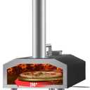 VEVOR Multi-fuel Outdoor Pizza Oven, 12-inch Gas & Wood Fired Pizza Maker with Auto Rotatable Stone, Portable Pizza Ovens for Outside Backyard Camp, Carry Cover, Shovel, CSA Certified, Black