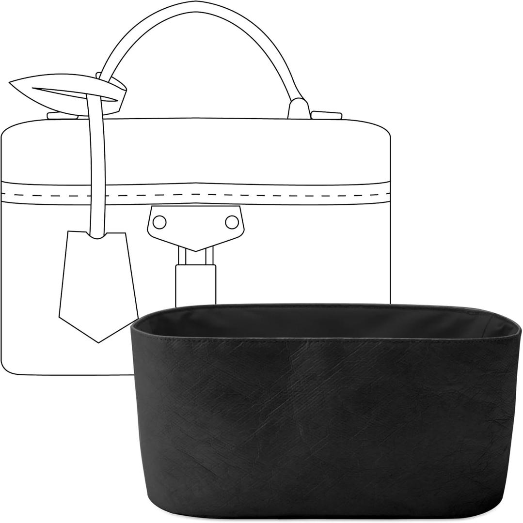 Handbag Organizer Insert for LV Vanity Chain Pouch,Custom Fit Inside Premium Matte Black Lightweight WaterResistant Purse Insert