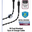 Zgear MFi Lightning/C Fast Charge Braided Cable with EnduraTech 10ft