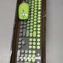 Wireless Keyboard and Mouse Combo, 2.4GHz Colorful Keyboard Cute Typewriter Full-Size Retro Creamy Keyboard and Mouse Set for Desktop Laptop PC Computer (105 Keys Matcha Green)