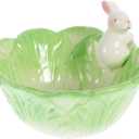 Ceramic Easter Bowl, Bunny Candy Dish, Green Cabbage Shaped Cute Bowl, Easter Serving Bowls for Fruit, Salad, Dessert, Snack Serving (Green)