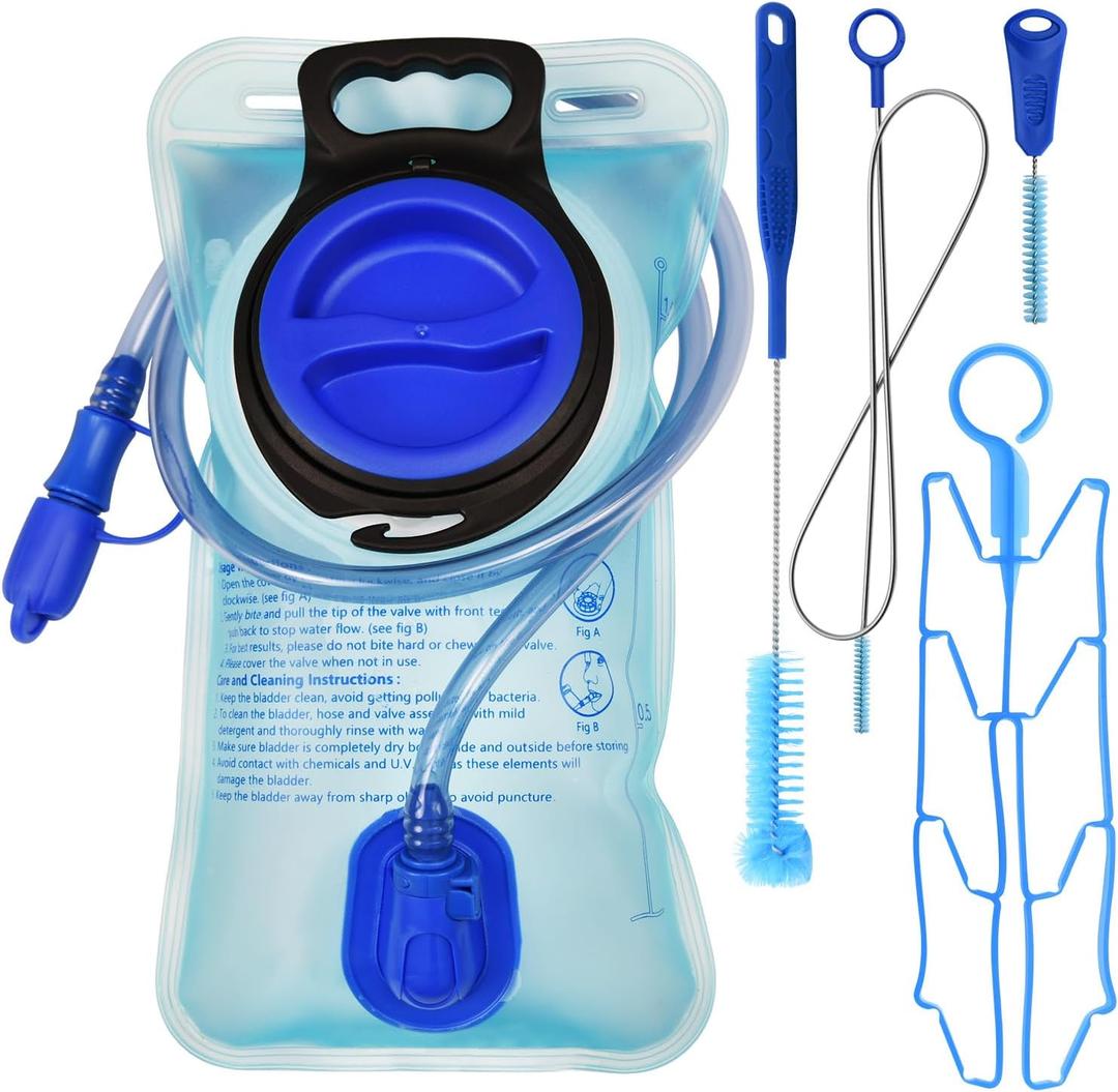 1.5L/2L/2.5L/3L Hydration Bladder, Large Opening Water Storage Bladder Bag, for Cycling Hiking Camping (1 Pack 1.5L + 1 Set Bladder Cleaning Kit)