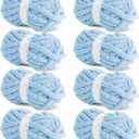 HOMBYS Sky Blue Chunky Chenille Yarn for Crocheting, Bulky Thick Fluffy Yarn for Knitting,Super Bulky Chunky Yarn for Hand Knitting Blanket, Soft Plush Yarn, 8 Jumbo Pack (27 yds,8 oz Each Skein)