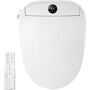 Bidet Toilet Seat Elongated, Electric Bidet Seat for Bathroom 225 with Instant Warm Water, Warm Air Dryer, Self-Cleaning Nozzle, Soft Close Lid, Night Light,  Oblong