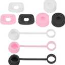 PATIKIL Silicone Spill Stopper for Straw Cup 2.0 40oz/30oz, Set of 9 Tumbler Accessories Including 3 Straw Cover Cap, 3 Square Spill Stopper and 3 Round Leak Stopper, White/Black/Pink