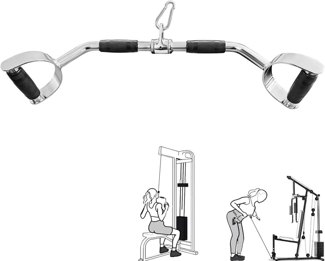 LAT Pulldown Bar Press Down Bar Heavy Duty Cable Machine Attachments V-Shaped Bars with Rubber Handgrips for Gym Home