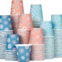 SIUQ 300 Pack 3 oz Paper Cups, Disposable Bathroom Cups, Small Mouthwash Cup, Hot/Cold Beverage Drinking Cups, Mini Paper Cups for Bathroom, Birthday Party, Travel, Events, Picnic, BBQ (Daisy)