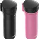 Contigo Jackson Chill 2.0 Water Bottle with Autopop Lid, 20oz, 2-Pack, Pink and Black (Pansy; Licorice)