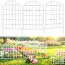 32.5ft(L) x 22in(H) Panels Garden Fence, 30 Panels Arched No Dig Fence, Decorative Animal Barrier Fencing with Ground Stake, Rustproof Metal Garden Edging Border for Dog, Outdoor Patio Decor, White