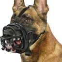 Mayerzon Dog Muzzle for Biting Chewing Scavenging, Basket Muzzle for Large Medium Small Dogs German Shepherd Doberman Husky Beagle, Cage Mouth Guard with Stopper for Grooming Walking Training (Size 6-(Snout Cir:12"-13"))