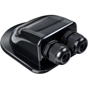Solar Cable Entry Gland Waterproof Double Cable Connector Cover Solar Photovoltaic Junction Box Plastic Bracket Curved ABS Dual Wire Entry Housing for Solar Panels of RV, Caravan Boat