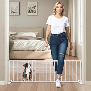 Freestanding Short Dog Gate, 13" Tall Small Pet Gate Easily Step Over, 16"- 44'' Width Expandable Metal Small Puppy Gatefor Stairs, Doorways, Kitchen, House Indoor/Outdoor Use-No Drill Pressure Mount