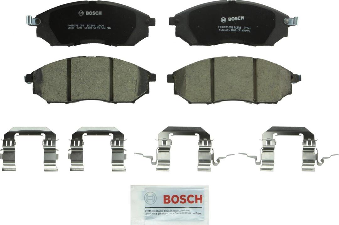 BOSCH BC888 QuietCast Premium Ceramic Disc Brake Pad Set- Compatible with Select Infiniti EX, FX, G, M (25, 35, 37, 45, 56), Q40, Q45, Q70, QX50, QX70; Nissan 350Z, 370Z, Murano, Pathfinder; FRONT
