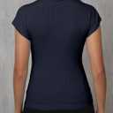 Dwnval Womens Short Sleeve Mock Neck Slim Fit Ribbed Knit Tops | mock neck tops for women, turtle Neck Tops, Cap Sleeve, work tops for women (M)