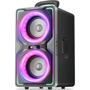 Hotlemon Large Bluetooth Speaker: 240W Peak Powerful Loud Sound with Deep Bass, 15H Playtime, Fast Charge, TWS, Portable Wireless Speakers for Outdoor, Party, Beach, Backyard, Home, Outside (Silver)