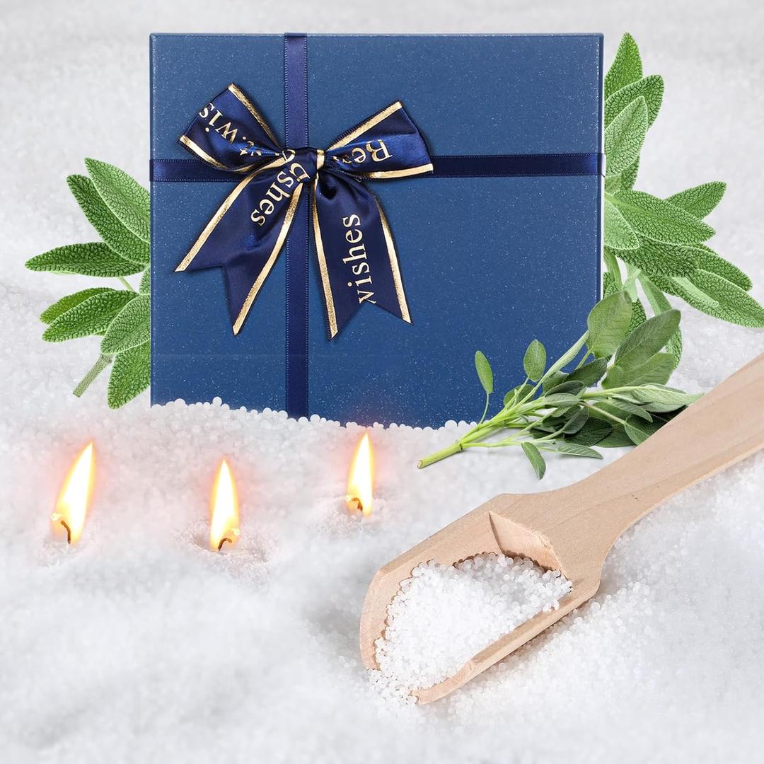 MTLEE Pearled Candle 2.2 lb Sand Wax Scented Sand Candle Kit with Gift Box 50 Wicks Refillable Jar White Beaded Wax Gift Set for Friends Mother Lover Women Family(Sage)