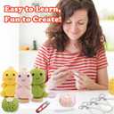 Alvian Dinosaur Crochet Amigurumi Kit for Beginners Crochet Starter Kits Craft Knitting Crocheting Kits with Step-by-Step Video Tutorials, DIY Crochet Animal Kits 3 Pack Dinosaurs