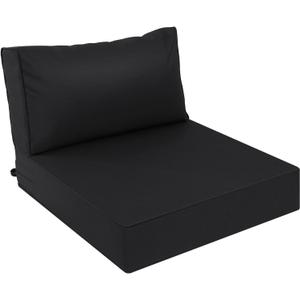 AAAAAcessories Outdoor Deep Seat Cushions, Waterproof, Fade-Resistant Patio Furniture Replacement Cushions, 25.5" x 25.5" x 5" + 25.5" x 13.5", Black
