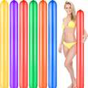6 Pcs 59 Inch Pool Inflatable Sticks Colorful Inflatable Pool Noodles Stick Giant Blow up Pool Noodles PVC Float Outdoor Water Games Toy for Adult Swimming Pools Beach Lake Party, 6 Color