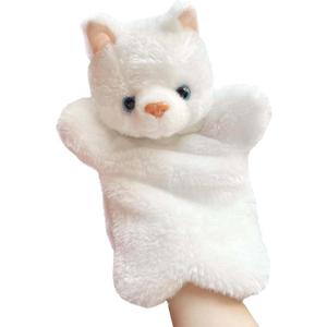 Cat Hand Puppets Kitten Plush Animal Toys Dolls for Kids Imaginative Pretend Play Storytelling White
