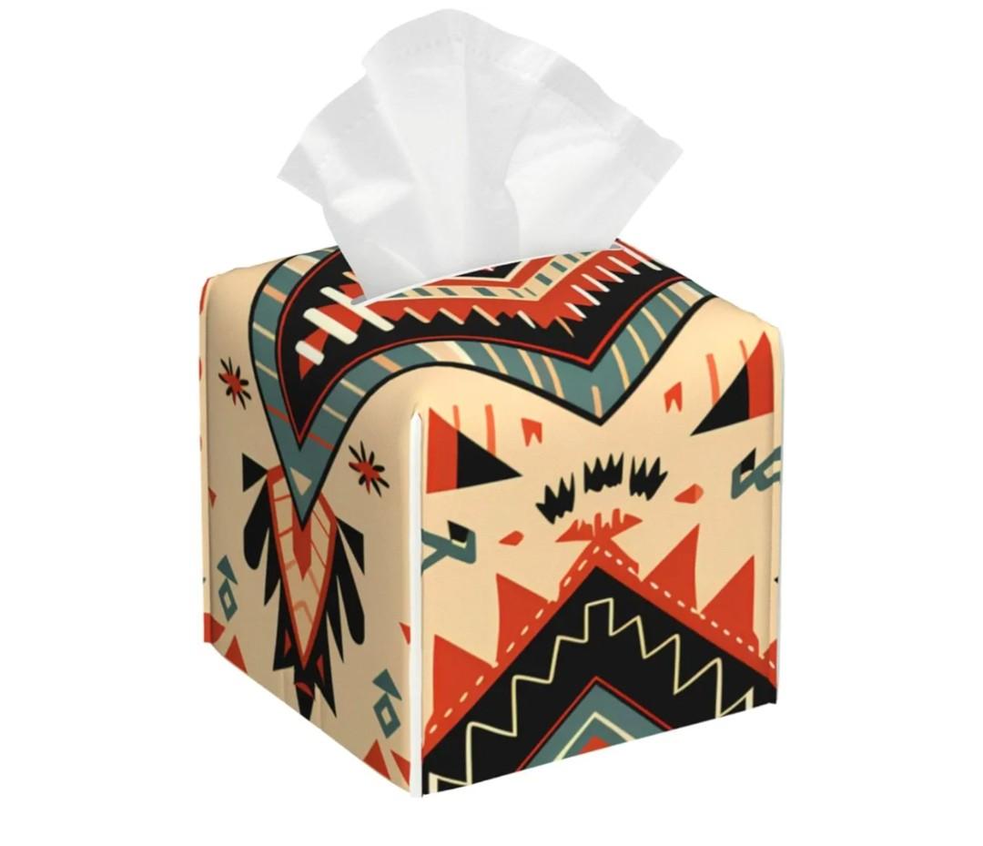 Checkerboard Tissue Box Cover Square,Square Grid Checkered Tissue Box Holder Waterproof Leather Facial Paper Organizer Dispenser for Bathroom Home Car Nightstand Vanity Desk