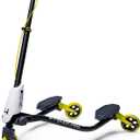 Yvolution Black/Yellow Fliker Pro Kids Drift Scooter, Adjustable Handlebar in 3 Heights, 3 Wheels, for Boys and Girls Age 7+ Years Old, Max User Weight 220lbs/100kg