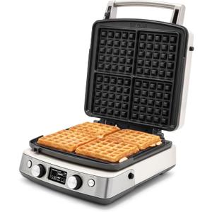 GreenPan Elite 4-Square Waffle Maker, Ceramic Nonstick Plates, Cream White
