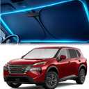 Windshield Sun Shade for Nissan Rogue 2021 2022 2023 2024 2025 2026 – Custom Fit Sun Shield with Mirror Cut‑Out, Blocks Heat & UV, Foldable with Storage Pouch - Nissan Rogue Windshield Sunshade