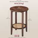 VASAGLE Round Side End Table, 2-Tier Boho Bedside Table with Rattan-Look, 1 Pack