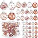 Civaner 4 Sizes 43 Pcs Rose Gold Christmas Clear Ball Ornaments Set Shatterproof Plastic Glitter Hanging Decorative Balls Decor Christmas Baubles for Valentine's Day Holiday 2026 New Year Decors