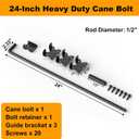 24" Cane Bolt for Gates, Heavy Duty Gate Drop Rod 1 Pack