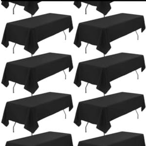 HASJOIN 10 Pack Black Tablecloths 60x126 inch Polyester Fabric 8ft Table Cloths for Rectangle Rables Wrinkle Resistant Linen Tablecloth Washable Table Covers for Party Wedding Events and Camping