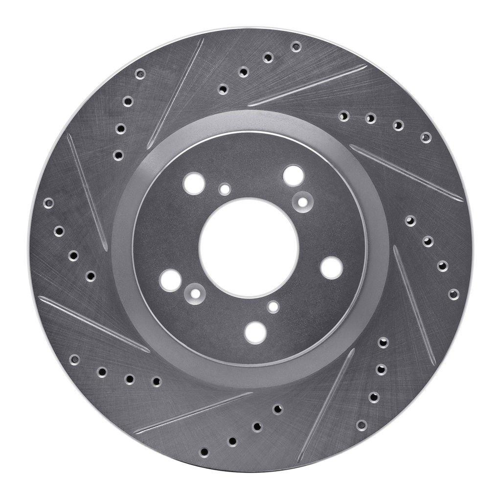 Dynamic Friction 631-59056L - Drilled and Slotted Silver Zinc Brake Rotor
