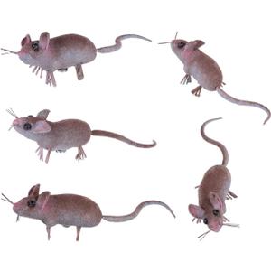 Toddmomy 5Pcs Halloween Fake Mice Realistic Mouse Model Terror Fake Rat Small Mouse Figurines for Joke Prank, Halloween Party Decoration