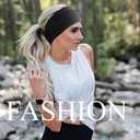 Hexchasty 4pcs Headbands for Women Thick Wide Cloth Fabric Stretchy Headbands Fashion Cute Soft Hair bands for Women' Hair Workout Head bands for Yoga Sports Running Black Dark Grey Brown (9inch*3.9 Inch, Set 3)