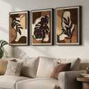 Framed Wood 3D Boho Tropical Botanical Wall Decor Art Bedroom, 16x24 Inch, 16" W x 24" H x 3Pcs