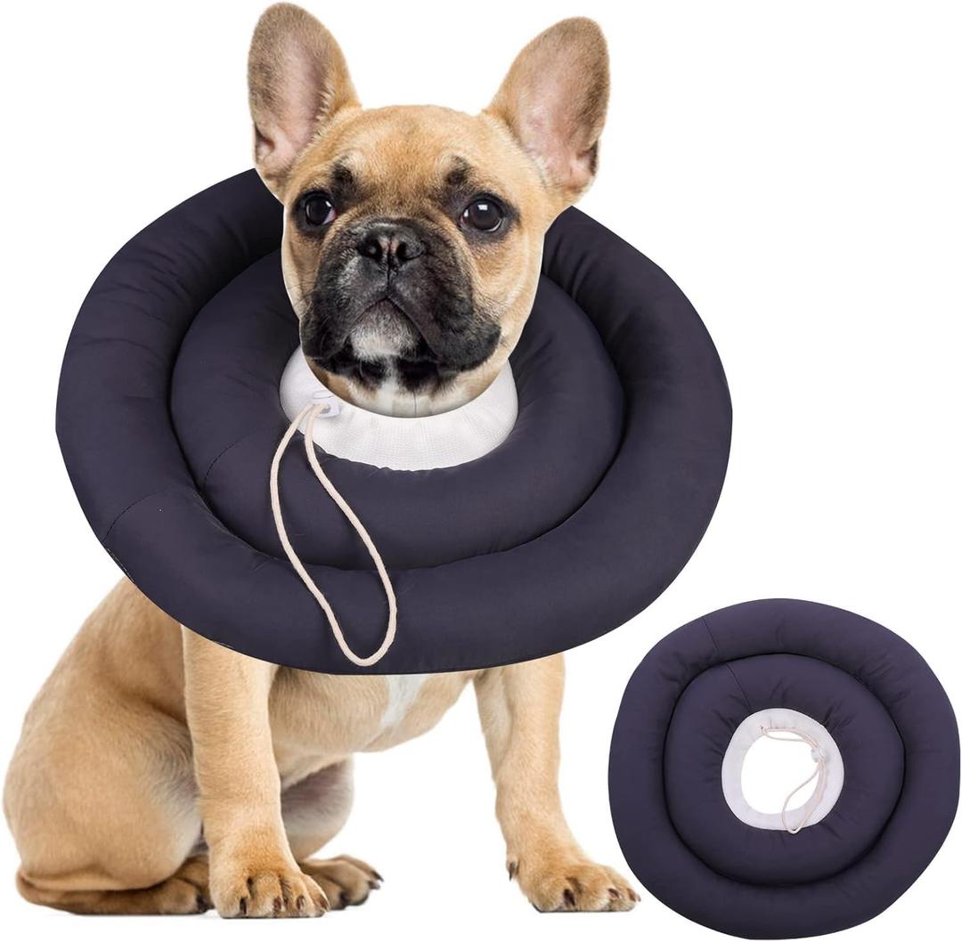 IDOMIK Dog Recovery Collar, Waterproof Soft Dog Cone After Surgery, Comfy Protective Elizabethan Collar Alternative for Dogs Cats, Adjustable Pet Neck Donut Cone Anti-Licking Biting Wounds,Grey, L