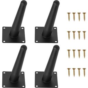 6 Inch Metal Black Furniture Couch Legs Set of 4, Inclined Cone Thickened Furniture Feet Dresser Cabinet Sofa Legs Bed Hardware Replacement
