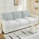 Large Backrest Cushion Covers Super Stretch Backrest Covers for 3 Cushion Couch Sofa, Couch Back Cushion Covers Featuring with Chenille Yarn (Softer Version, 3PC, Light Grey)