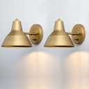 Yosoan Set of 2 Indoor Reading Wall Sconce with On Off Switch, Hardwired Brass Vintage Industrial Wall Mount Metal Fixture Lamp with 6.89" Bowl Antique Metal Shade Bedside Bunk Vanity Light(Antique)