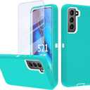 for Samsung Galaxy S21 FE 5G Case, S21 FE Heavy Duty case,[Military Grade Protective ][Shockproof] [Dropproof] [Dust-Proof], Compatible with Samsung Galaxy S21 FE 5G (Teal-White)