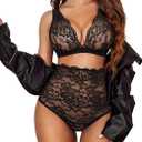 Avidlove Sexy Lingerie for Women High Waist Bra and Panty Set Strappy Babydoll Bodysuit (Size XX-Large, Black)