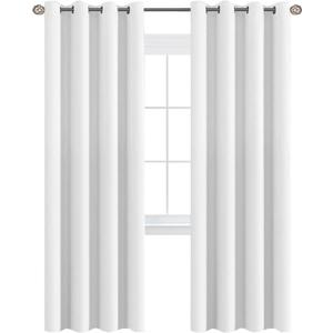H.VERSAILTEX White Curtains for Bedroom Pure White Curtain 96 inches Long for Christmas Thermal Insulated Window Treatment Panel/Drape for Living Room, White, One Panel, Grommet Top, 52" W x 96" L