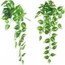 Realistic Artificial Pothos Vines with Pots - Fake Hanging Plants for Indoor Decor, Low Maintenance Silk Faux Greenery (2 PCS)