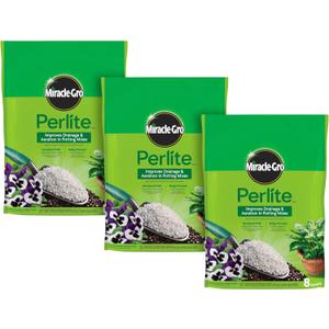 Miracle-Gro Perlite, Enriched with Plant Food, Improves Drainage and Aeration in Potting Mixes, For Container Plants, 8 qt., 3-Pack