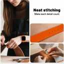 Leather Magnetic Bands Compatible with Apple Watch 11/10/9/8/7/6/5/4/3/2/1/SE/SE2/Ultra, Women Men Wristbands for iWatch 49mm/46mm/45mm/44mm/42mm/41mm/40mm/38mm (Orange+ Gold Buckle)