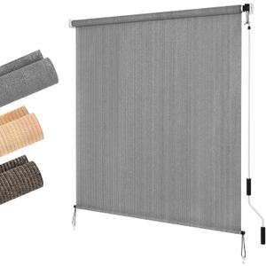LUCKUP Outdoor Sunshade Roller Shades 5'Wx6'H (60" Wx72 H), Roll up Exterior Patio Shade Blinds Privacy Screen w/ 90% UV Protection Shade Cloth for Pergola Porch Gazebo Balcony, Grey