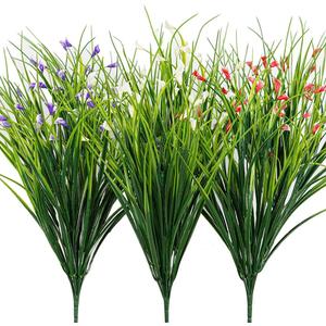 Melorca&Guilla Artificial Plants Outdoor 3PCS 23 Fake Tall Grass,Faux Grass Plant,Artificial Greenery Shrubs Bushes for Garden Porch Window Box Shop Office Home Dcor (Calla Lily+grass)