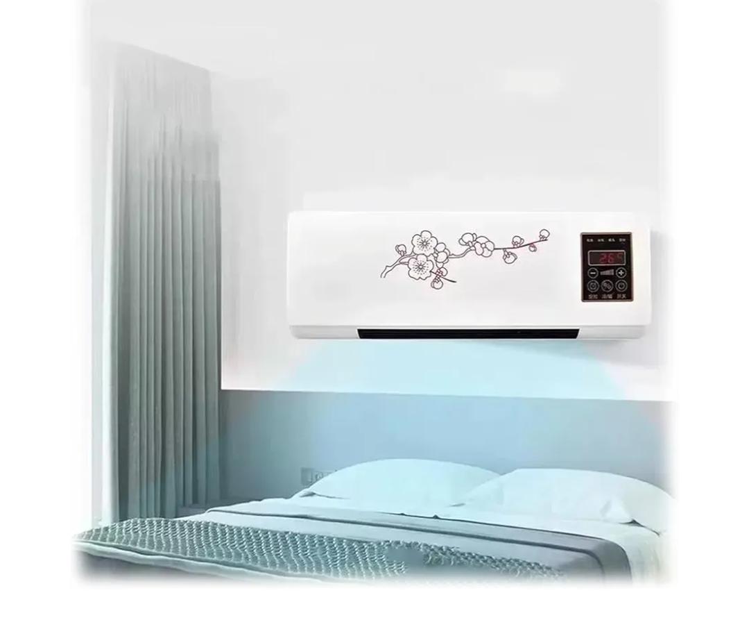 Hot and Cold Air Conditioner 2 in 1 Wall Mounted, Split Mobile Mini Air Electric Fan AC/Heating System, Portable Ductless with Remote Control for Home Bathroom Office Garage